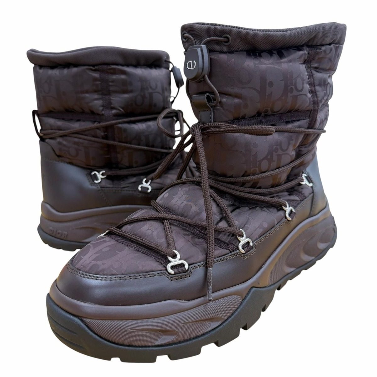 Dior Homme Fabric Leather Snow White Boots Dark Brown