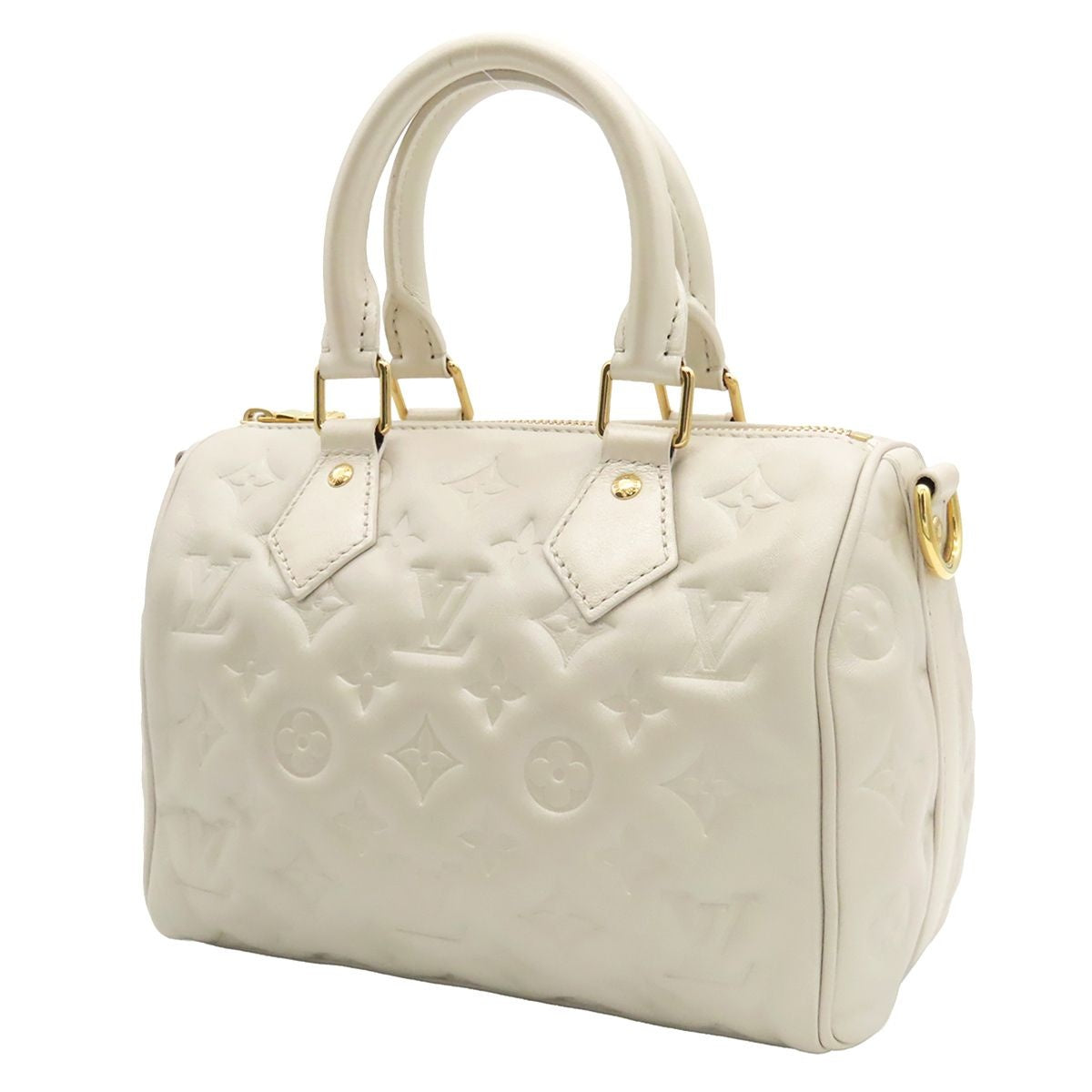 Louis Vuitton Speedy Bandouliere 22 Beige Monogram Embossed Foreign Love 2-Way — view 2