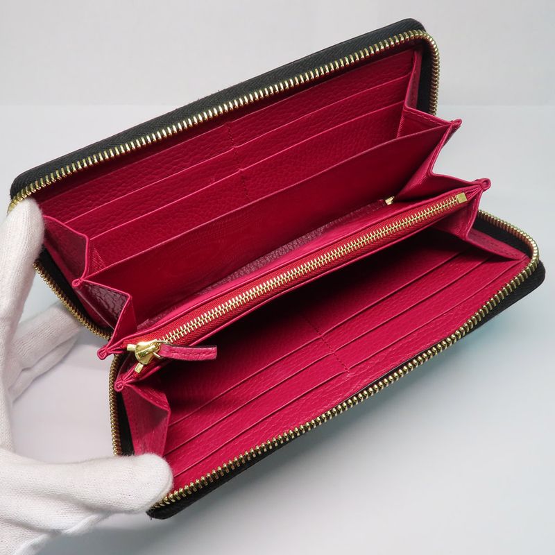 Gucci Double G Zip Around Wallet Black Gold Hardware Leather — view 5