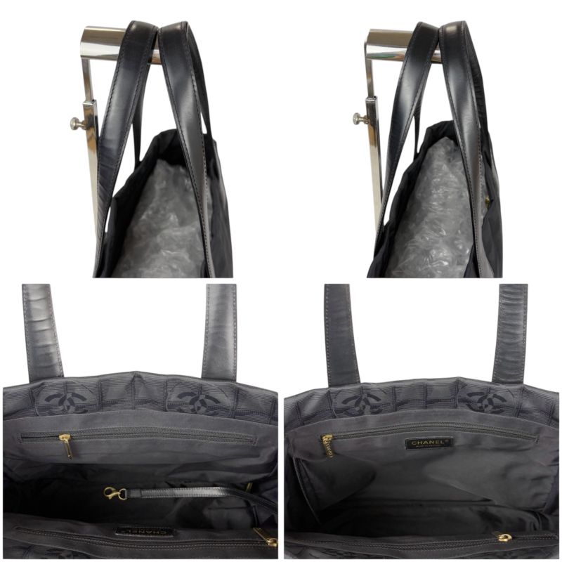 Chanel New Travel Line Mini Tote Bag Black Nylon Jacquard Shoulder — view 7