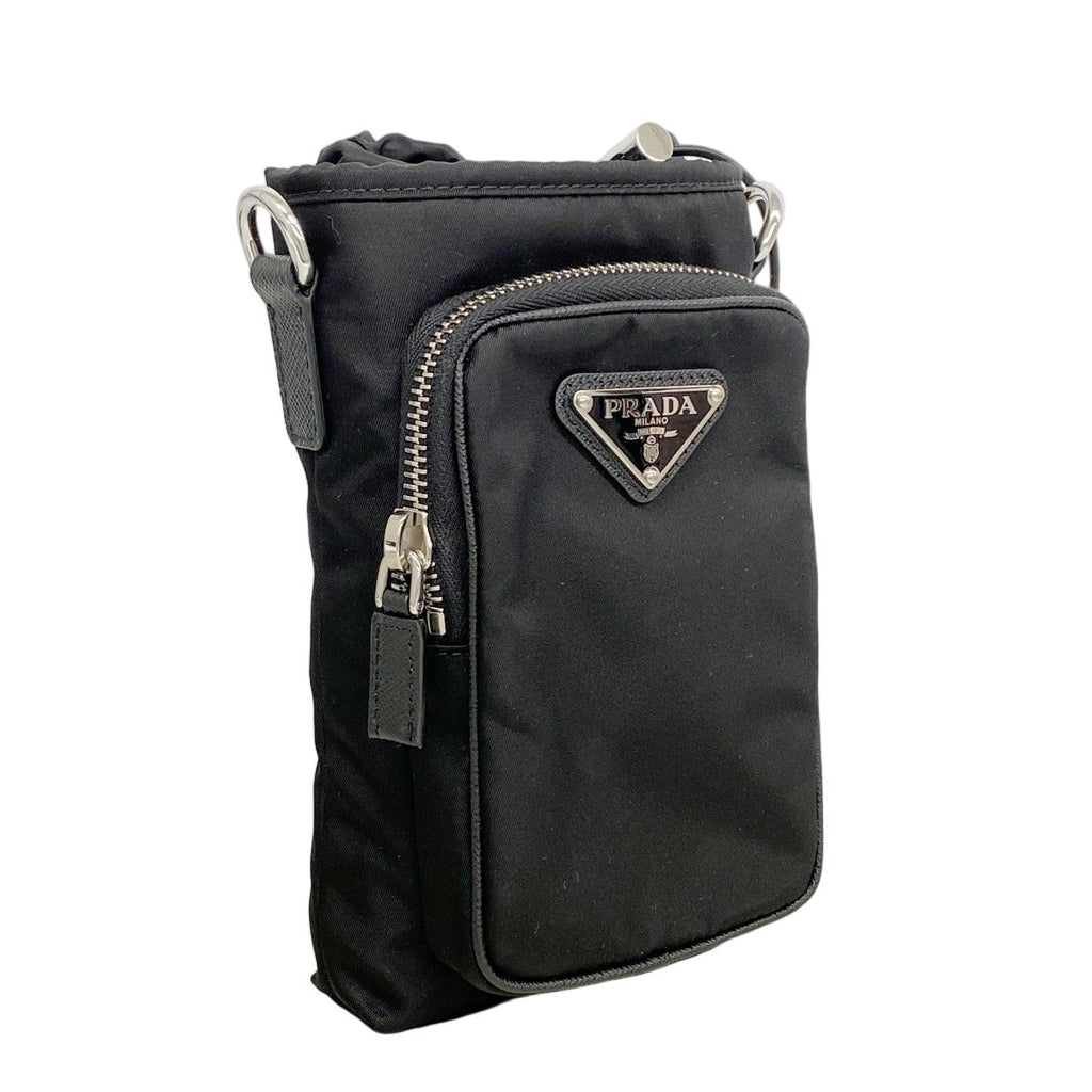 Prada Shoulder Bag Tessuto Nylon Black Silver — view 2