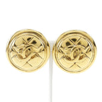 Chanel Coco Mark Quilted Vintage Gold Plated 27.8 g Earrings — view 2