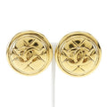 Chanel Coco Mark Quilted Vintage Gold Plated 27.8 g Earrings