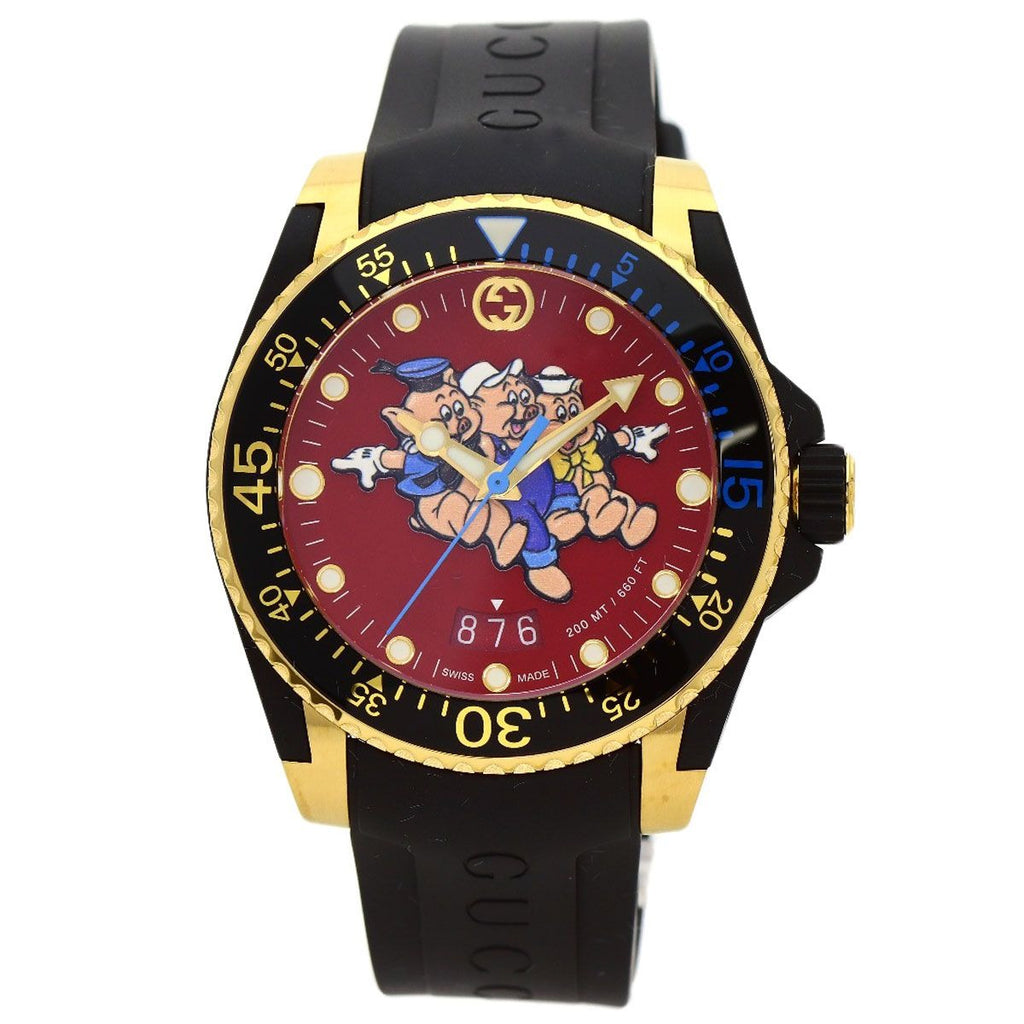 Gucci 136.3 Dive Three Little Pigs Watch Rubber