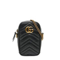 Gucci GG Marmont Chain Mini Shoulder Bag Black Leather