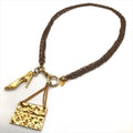 Chanel CC Logo Quilted Bag Necklace Gold Vintage