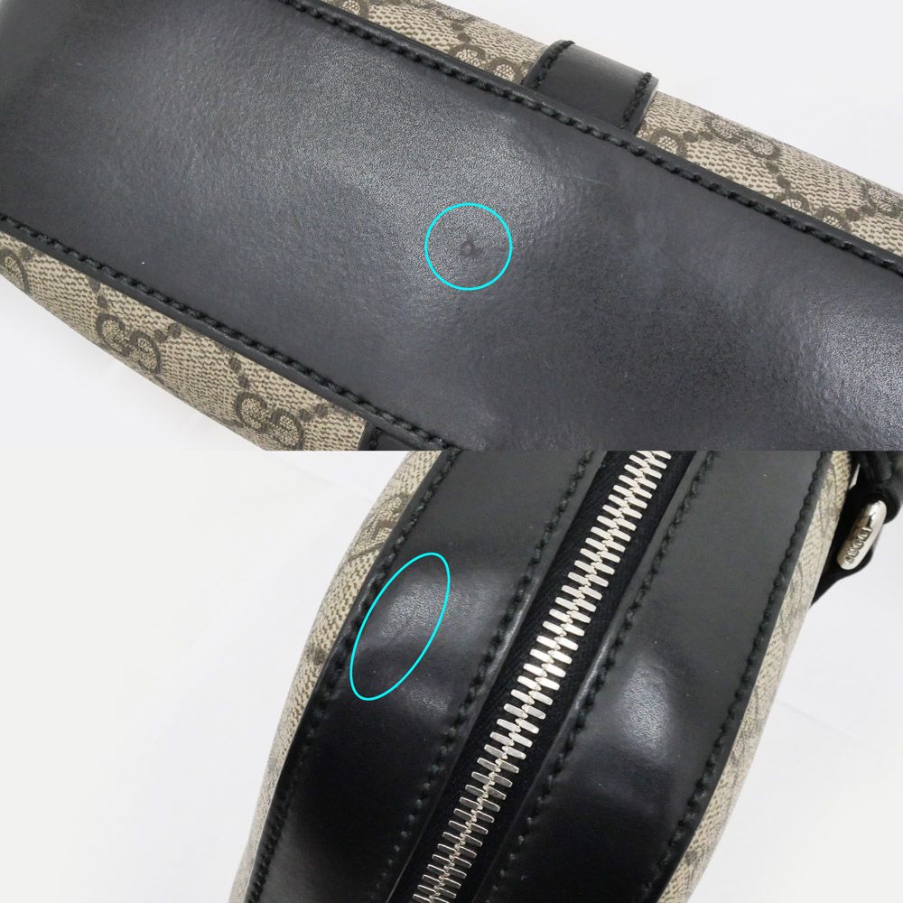 Gucci GG Supreme 2way Briefcase Bag Beige Black Leather — view 2