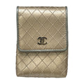 Chanel Bicolor CC Logo Cigarette Case Tobacco Multi Quilted Leather Hat