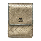 Chanel Bicolor CC Logo Cigarette Case Tobacco Multi Quilted Leather Hat
