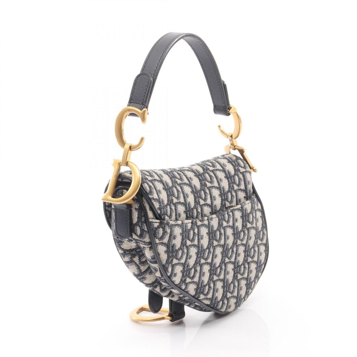 Dior Handbag Saddle Bag Mini Oblique Jacquard Navy Canvas Leather — view 2