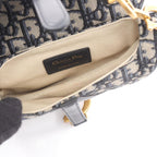 Dior Handbag Saddle Bag Mini Oblique Jacquard Navy Canvas Leather — view 3