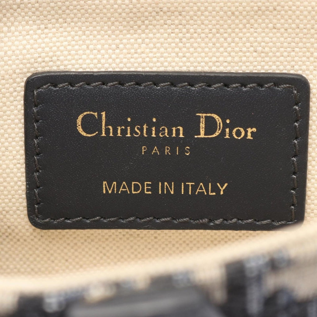 Dior Handbag Saddle Bag Mini Oblique Jacquard Navy Canvas Leather — view 4