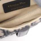 Dior Handbag Saddle Bag Mini Oblique Jacquard Navy Canvas Leather — view 5