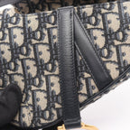 Dior Handbag Saddle Bag Mini Oblique Jacquard Navy Canvas Leather — view 6