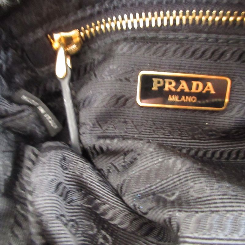 Prada Triangle Plate Denim Black Pouch 0484 — view 7