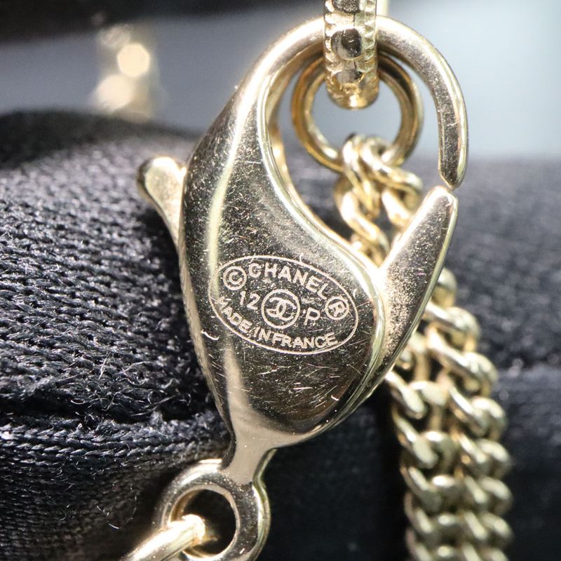 Chanel 3 Coco Mark Long Chain Necklace Pearl Multicolor Stone — view 7