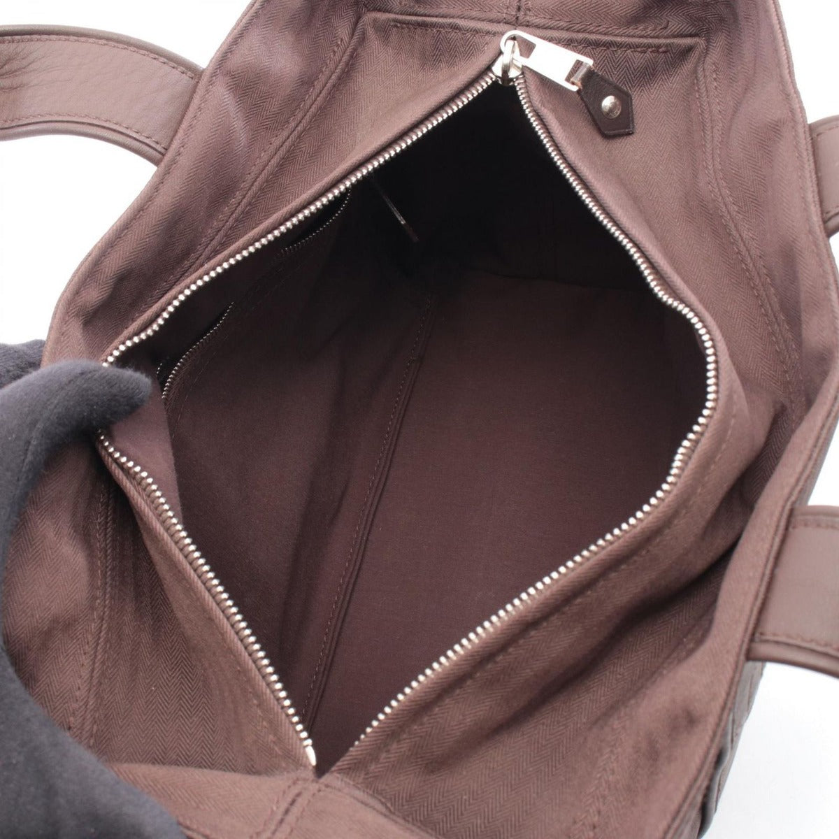 Hermes Handbag Acapulco PM Dark Brown Leather Canvas — view 3