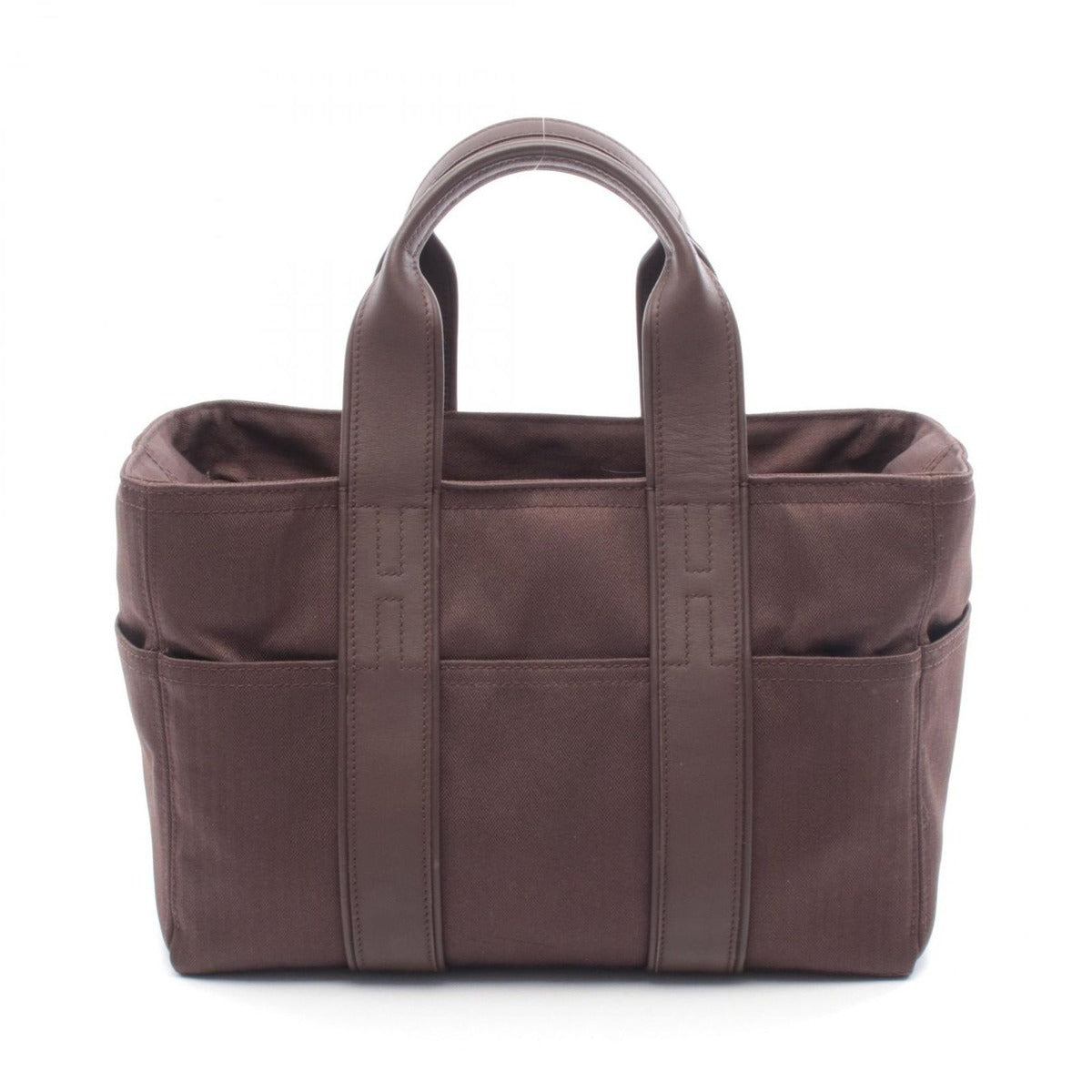 Hermes Handbag Acapulco PM Dark Brown Leather Canvas