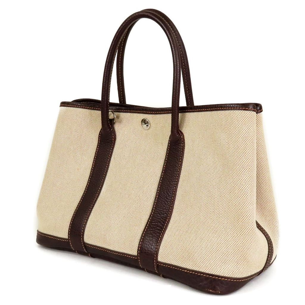 Hermes Garden Party TPM Brown Natural Silver Toile Buffalo 2-Way Tote Bag — view 2