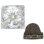 Dior Christian Wool Cashmere Logo Knit Cap Beige Black — view 2