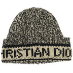 Dior Christian Wool Cashmere Logo Knit Cap Beige Black — view 6
