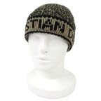 Dior Christian Wool Cashmere Logo Knit Cap Beige Black