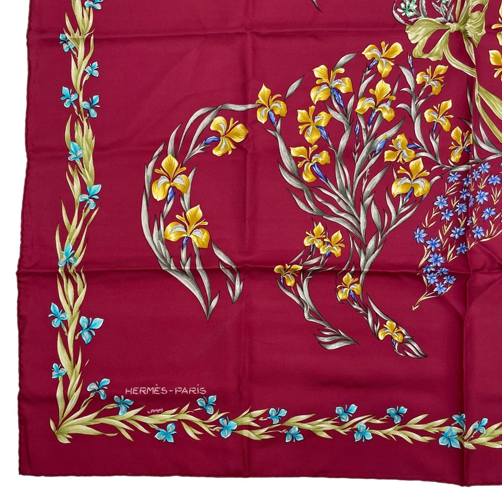Hermes Scarf Silk Carre 90 Cheval Fleuri Flower Blooming Horse Bordeaux — view 4