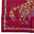 Hermes Scarf Silk Carre 90 Cheval Fleuri Flower Blooming Horse Bordeaux — view 4