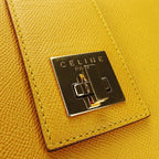 Celine Shoulder Bag Leather Yellow Gold Hardware Shape Push Turnlock — view 5