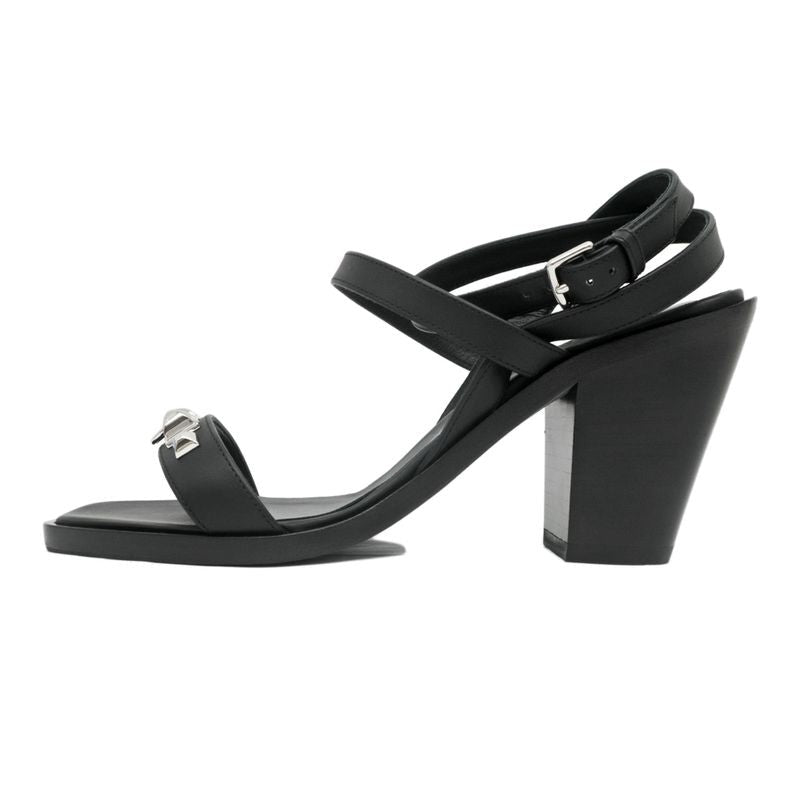 Hermes Sandals Eveless BK 37 1 2 Leather Ankle Strap