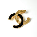 Chanel Brooch Corsage Gold Black Coco Mark