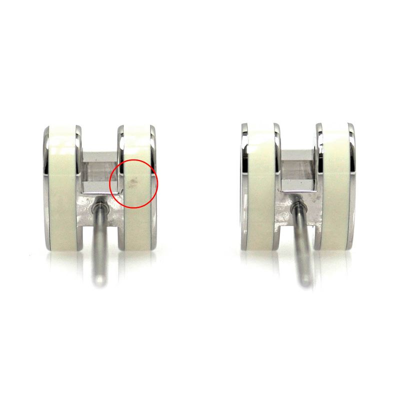 Hermes Earrings Pop Ash Pair Jonus Flepere White Silver Hardware — view 7
