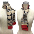 Louis Vuitton Bandeau Trunk Brown Thais Calf Ribbon Scarf Silk