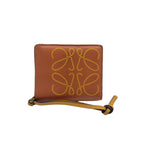 Loewe Compact Zip Anagram Leather Yellow Brown Wallet Silver