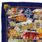 Hermes Scarf Silk Carre 90 L'elegance Et le Confort en Automobile Comfort Navy — view 2