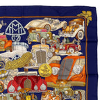 Hermes Scarf Silk Carre 90 L'elegance Et le Confort en Automobile Comfort Navy — view 3