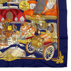 Hermes Scarf Silk Carre 90 L'elegance Et le Confort en Automobile Comfort Navy — view 5