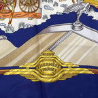 Hermes Scarf Silk Carre 90 L'elegance Et le Confort en Automobile Comfort Navy — view 6