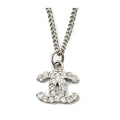 Chanel Coco Mark CC Rhinestone Silver White