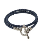 Hermes Glenan Double Tour Bracelet Navy Silver