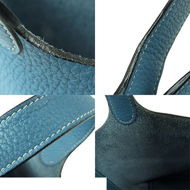 Hermes Picotin PM Blue Jean Silver Taurillon Handbag — view 8