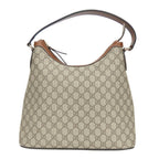 Gucci Shoulder Bag Hobo GG Supreme Canvas Leather Beige Brown Bag Daily Use