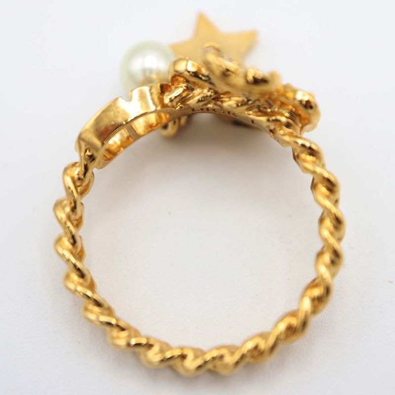 Christian Dior Ring D-clover Clover Star Resin Pearl Size L 13.5 — view 7