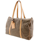 Fendi Zucchino 7 Vs014 Nylon Canvas and Leather Brown Boston Bag — view 2