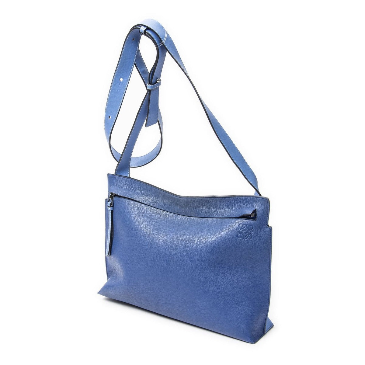 Loewe Web Media Messenger Blue Light Grain Calfskin Leather Blue. — view 2