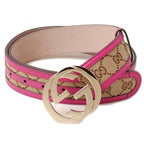 Gucci Belt GG Brown Beige Pink Fwcgg 8961