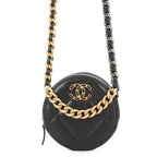 Chanel Chain Shoulder Bag 19 Quilted CC Logo Lambskin Black