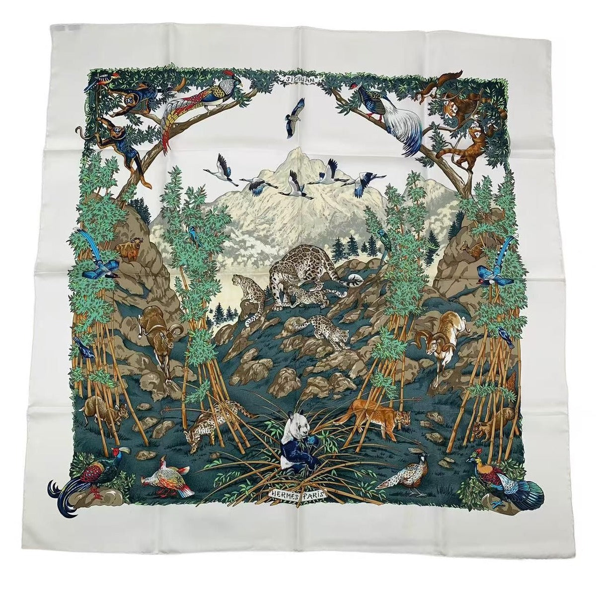 Hermes Carre 90 Sichuan Silk Scarf White — view 2