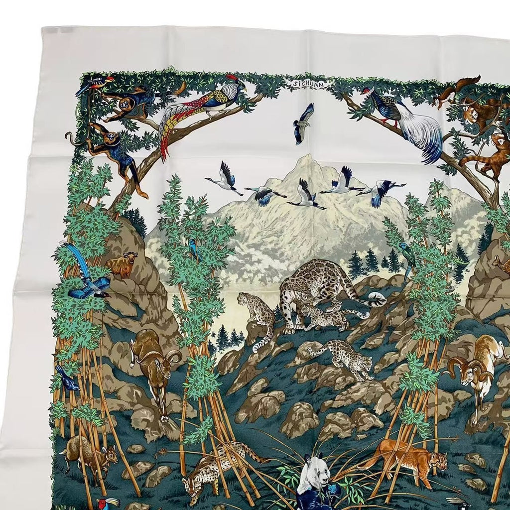 Hermes Carre 90 Sichuan Silk Scarf White — view 3