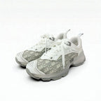 Christian Dior Sneakers Shoes Leather Rubber Fabric White Gray Logo
